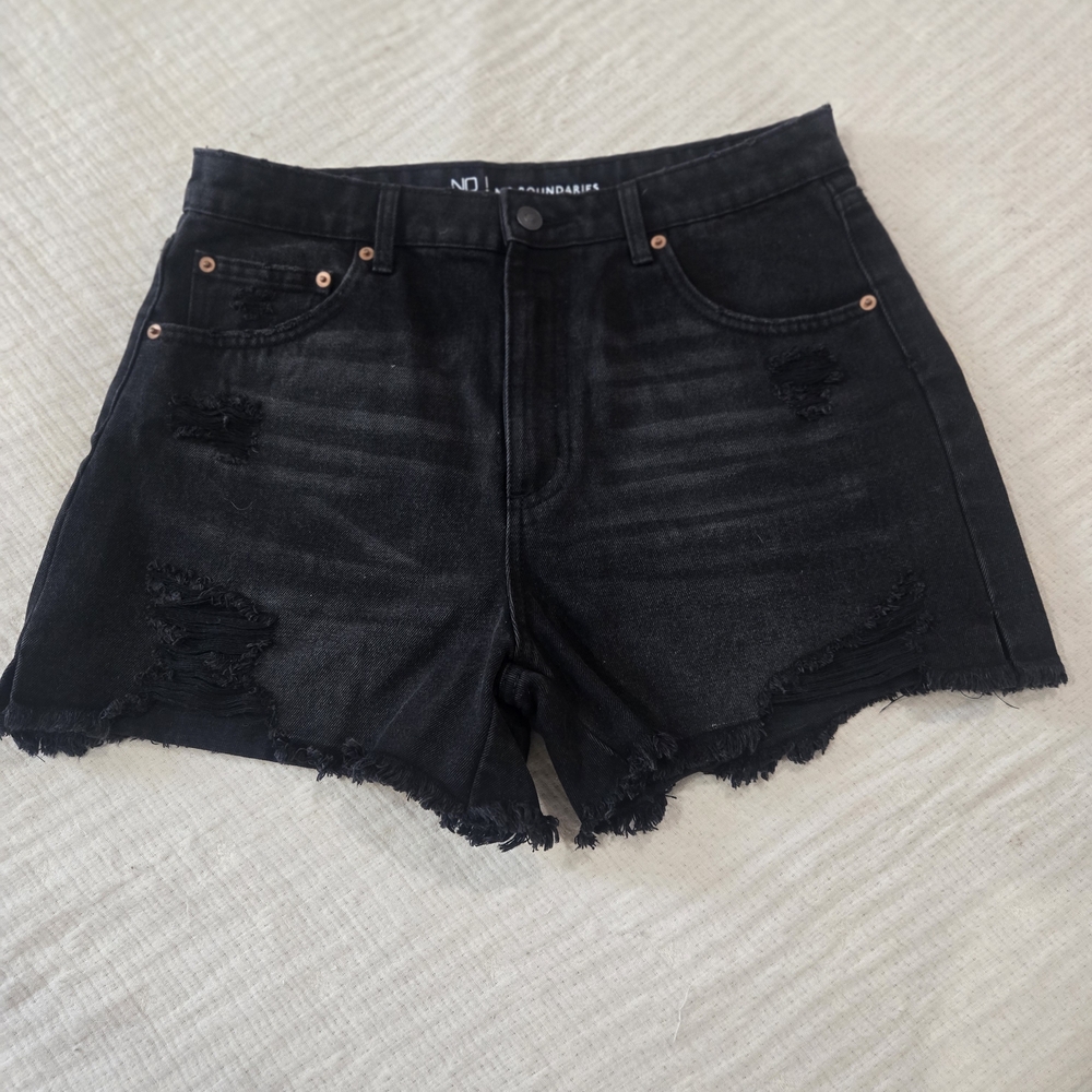 No Boundaries Black Ripped Jean Shorts